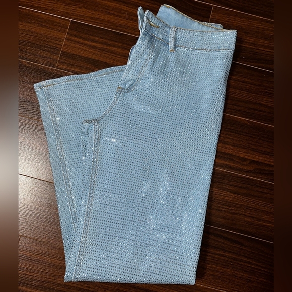 BLUE B COLLECTION Light Blue Bling Jeans Tagged Size Large - Picture 1 of 5